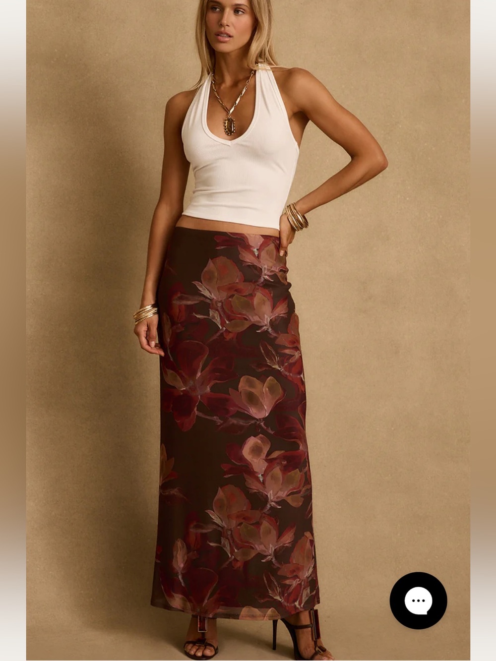 12th tribe Julia Mulberry Floral Mesh Maxi Skirt